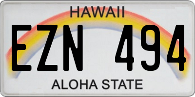 HI license plate EZN494