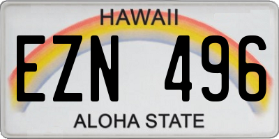 HI license plate EZN496
