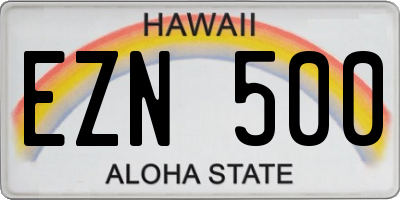 HI license plate EZN500