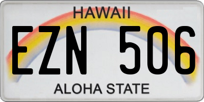 HI license plate EZN506