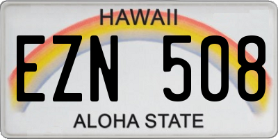 HI license plate EZN508