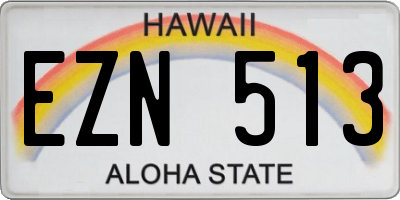 HI license plate EZN513