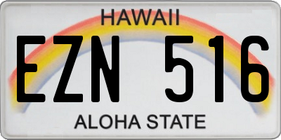 HI license plate EZN516