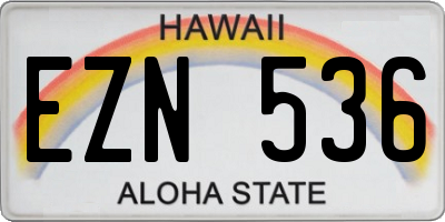 HI license plate EZN536