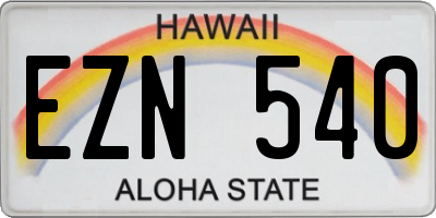 HI license plate EZN540