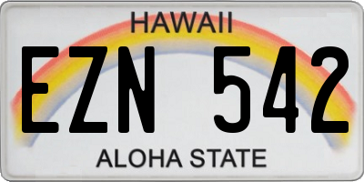 HI license plate EZN542