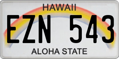 HI license plate EZN543