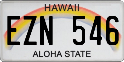 HI license plate EZN546