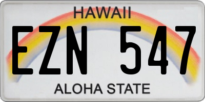 HI license plate EZN547