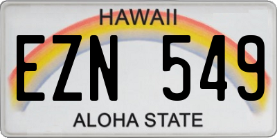 HI license plate EZN549