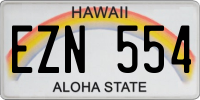 HI license plate EZN554