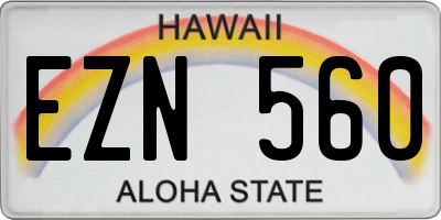 HI license plate EZN560