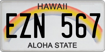 HI license plate EZN567