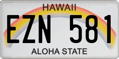 HI license plate EZN581