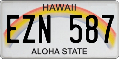 HI license plate EZN587