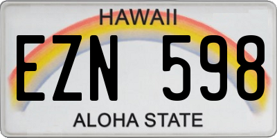 HI license plate EZN598