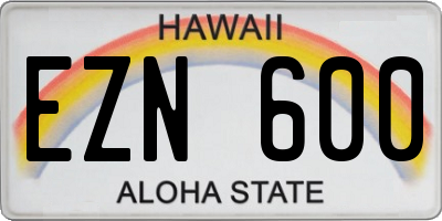 HI license plate EZN600