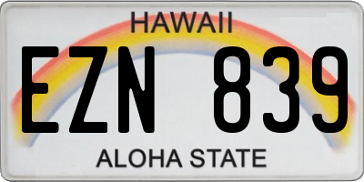 HI license plate EZN839