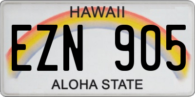 HI license plate EZN905