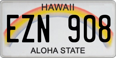 HI license plate EZN908
