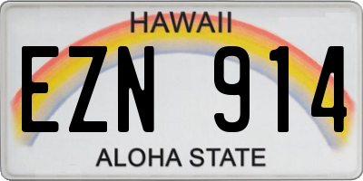 HI license plate EZN914