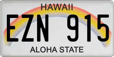 HI license plate EZN915