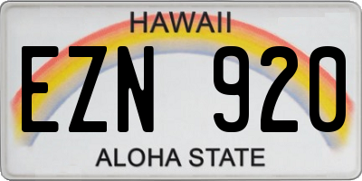 HI license plate EZN920
