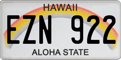 HI license plate EZN922