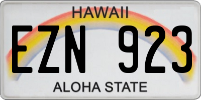 HI license plate EZN923