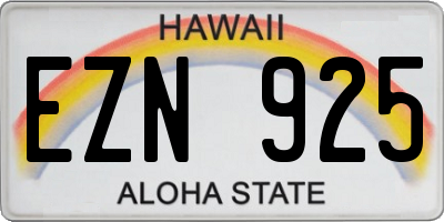 HI license plate EZN925