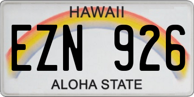 HI license plate EZN926