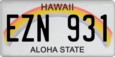 HI license plate EZN931