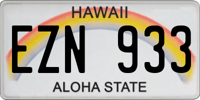 HI license plate EZN933