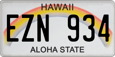 HI license plate EZN934