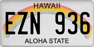 HI license plate EZN936
