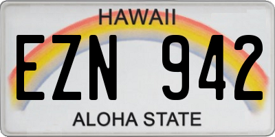 HI license plate EZN942