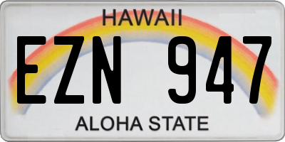 HI license plate EZN947