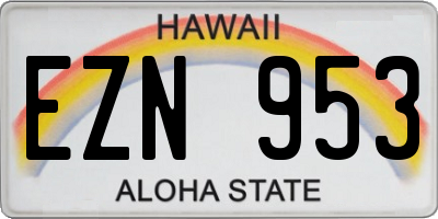 HI license plate EZN953