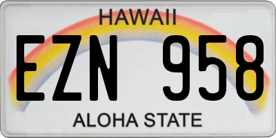 HI license plate EZN958