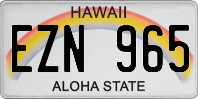 HI license plate EZN965