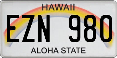 HI license plate EZN980