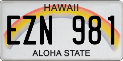 HI license plate EZN981