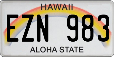 HI license plate EZN983