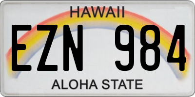 HI license plate EZN984