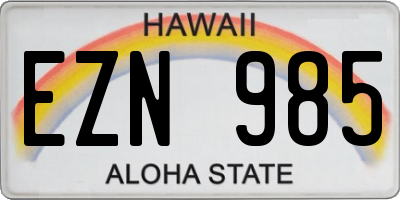 HI license plate EZN985