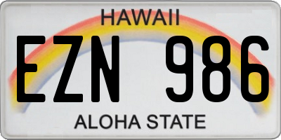 HI license plate EZN986