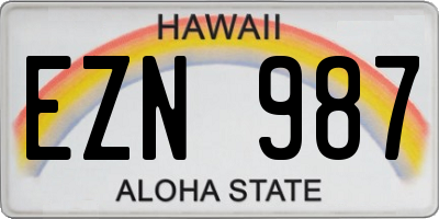 HI license plate EZN987