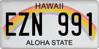 HI license plate EZN991
