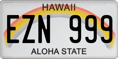 HI license plate EZN999