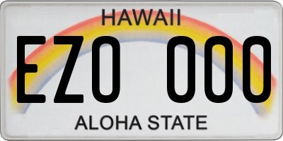 HI license plate EZO000